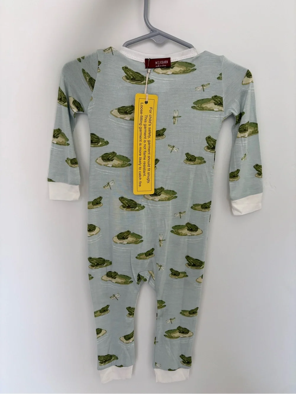 Milkbarn Light Blue Frog Print One-Piece Bodysuit